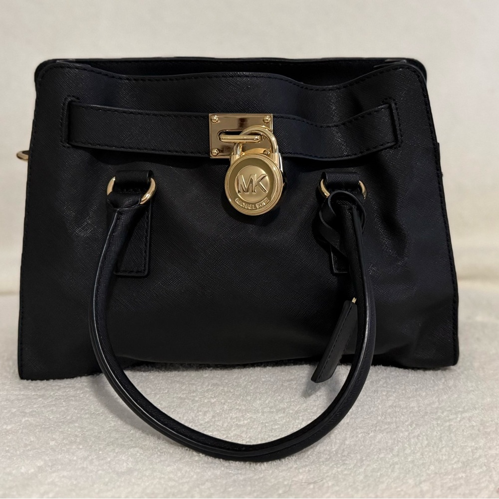 Michael Kors Black Satchel with Gold Accents